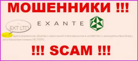 Компанией EXANTE руководит XNT LTD - данные с официального web-портала мошенников