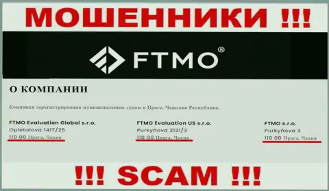 FTMO Evaluation Global s.r.o. - это обычный лохотрон, официальный адрес организации - фиктивный