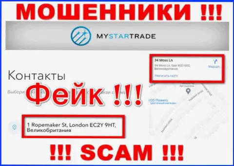 Избегайте работы с компанией MyStarTrade Com - указанные internet мошенники представили фейковый адрес