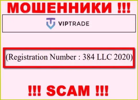 Номер регистрации конторы Vip Trade - 384 LLC 2020