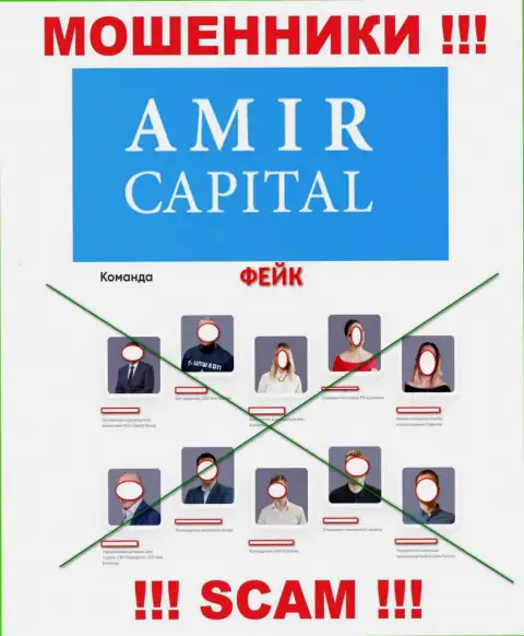 Мошенники Amir Capital безнаказанно прикарманивают вложенные денежные средства, поскольку на сайте опубликовали ненастоящее непосредственное руководство