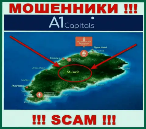 Компания A1 Capitals зарегистрирована в оффшорной зоне, на территории - St. Lucia