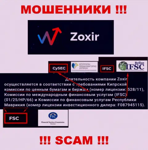 Осторожно ! Деятельность Zoxir Com прикрывают мошенники из оффшорной зоны - это МОШЕННИКИ