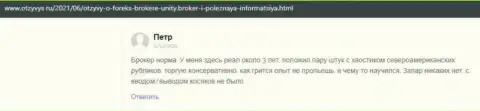 Отзывы биржевых трейдеров о своей ФОРЕКС компании Unity Broker, которые находятся на веб-портале otzyvys ru