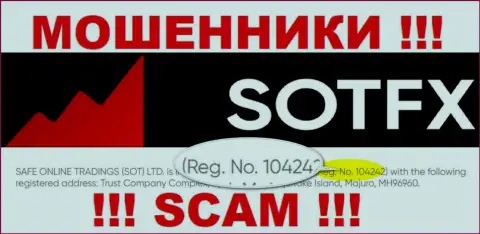 Как указано на официальном web-сервисе мошенников SotFX Com: 10424 - это их регистрационный номер