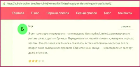 Сайт bubble-brokers com представил информацию о ФОРЕКС организации WestMarketLimited Com