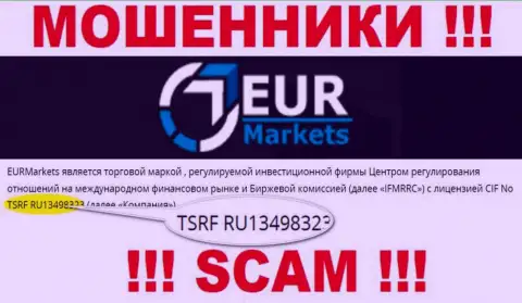 Хотя EURMarkets и указывают на сайте номер лицензии, помните - они в любом случае МОШЕННИКИ !!!