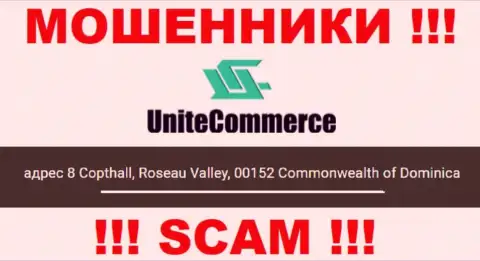 8 Коптхолл, Долина Розо, 00152 Содружество Доминики - это оффшорный юридический адрес Unite Commerce, показанный на web-портале этих разводил