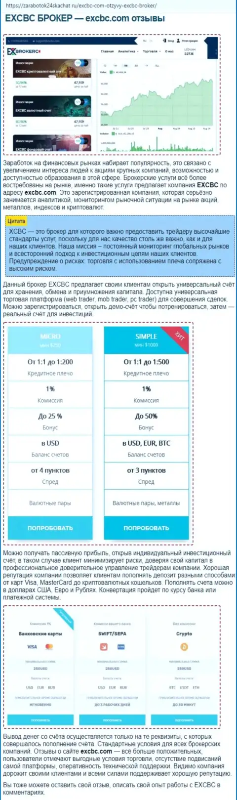 Сведения о FOREX дилинговом центре EXBrokerc в обзорной публикации на интернет-портале Zarabotok24Skachat Ru