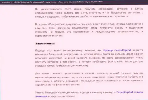 Выводы к обзорному материалу о компании Cauvo Capital на сайте Otzyvys Ru