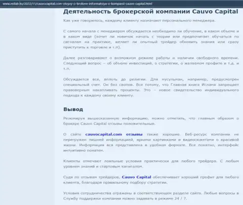 Брокер CauvoCapital представлен в информационном материале на информационном ресурсе Нсллаб Ру