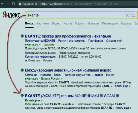 Посетители Yandex предупреждены, что Экзанте Лтд - ФОРЕКС КУХНЯ !!!