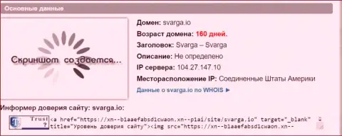 Возраст домена Форекс брокера Сварга, согласно справочной информации, полученной на веб-сервисе довериевсети рф