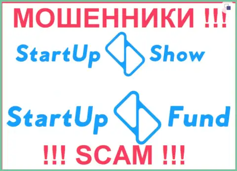 Схожесть логотипов преступных компаний StarTupShow Ltd и Startup LLC налицо
